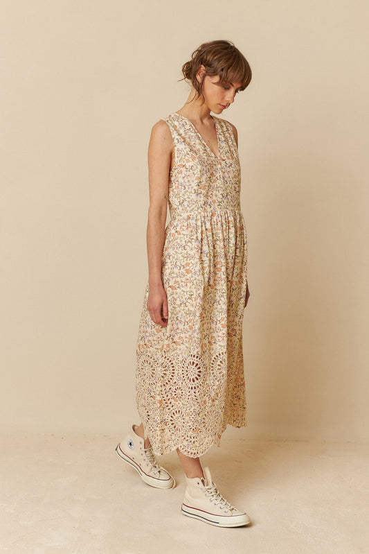 EMBROIDERED POPLIN DRESS