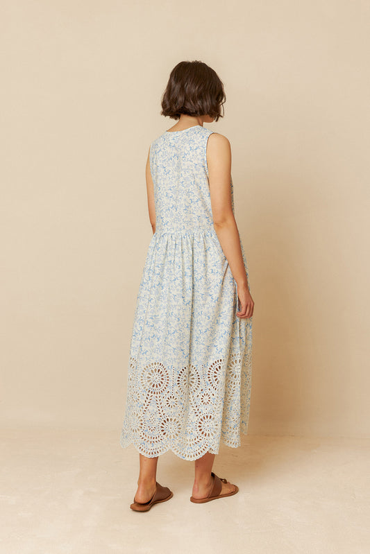 EMBROIDERED POPLIN DRESS