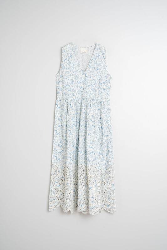 EMBROIDERED POPLIN DRESS