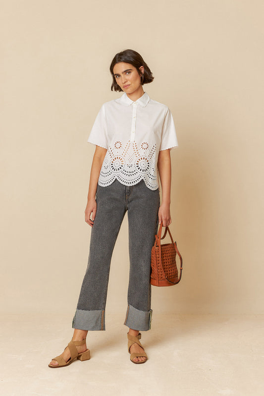 [CL] POPLIN EMBROIDERED SHIRT