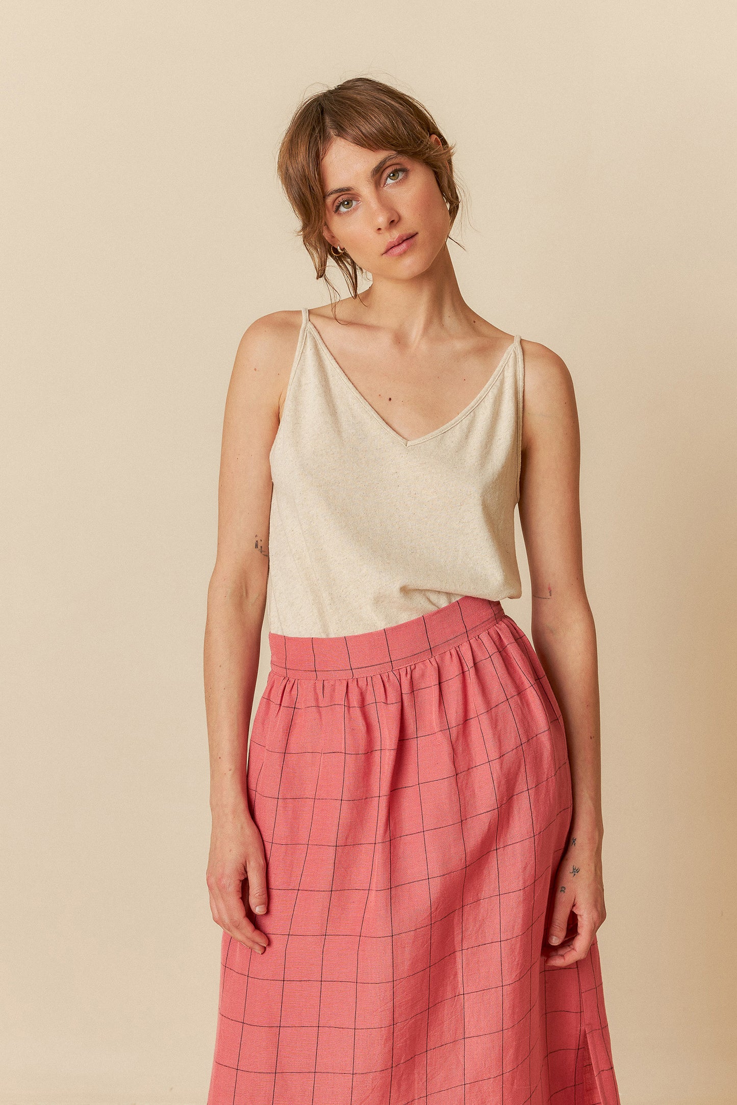 WINDOWPANE CHECK SKIRT