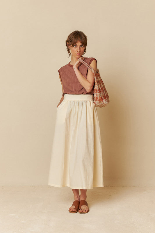 POPLIN MIDI SKIRT
