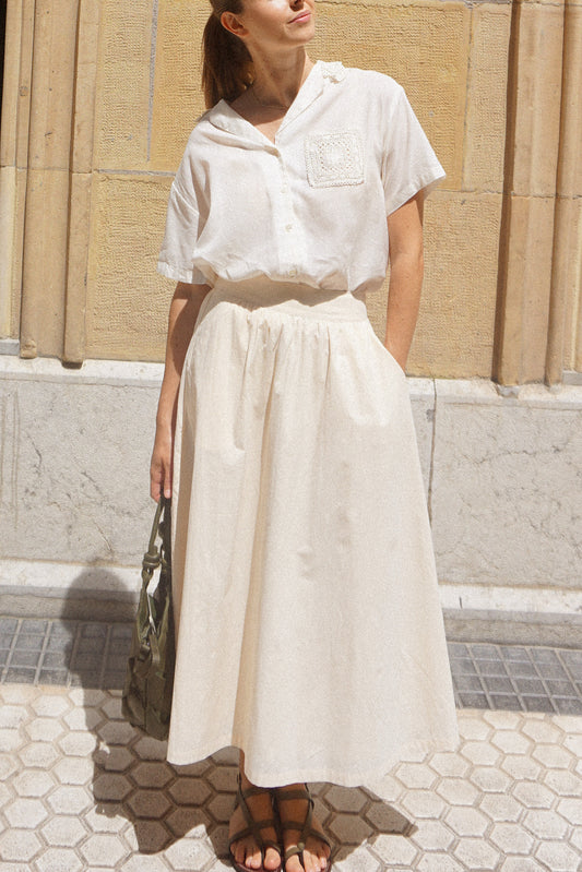 POPLIN MIDI SKIRT