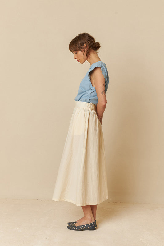 POPLIN MIDI SKIRT