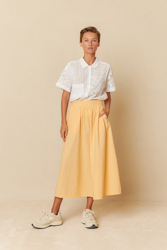 POPLIN MIDI SKIRT
