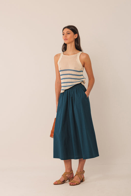 POPLIN MIDI SKIRT