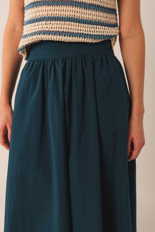POPLIN MIDI SKIRT