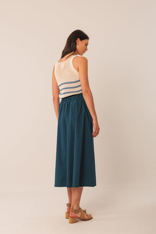 POPLIN MIDI SKIRT