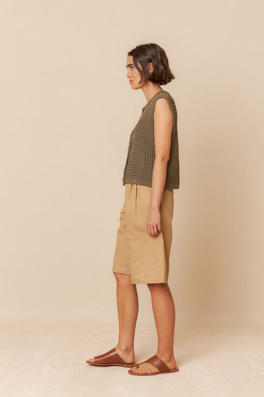 GABARDINE CONTRAST BERMUDA SHORTS