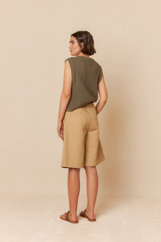 GABARDINE CONTRAST BERMUDA SHORTS