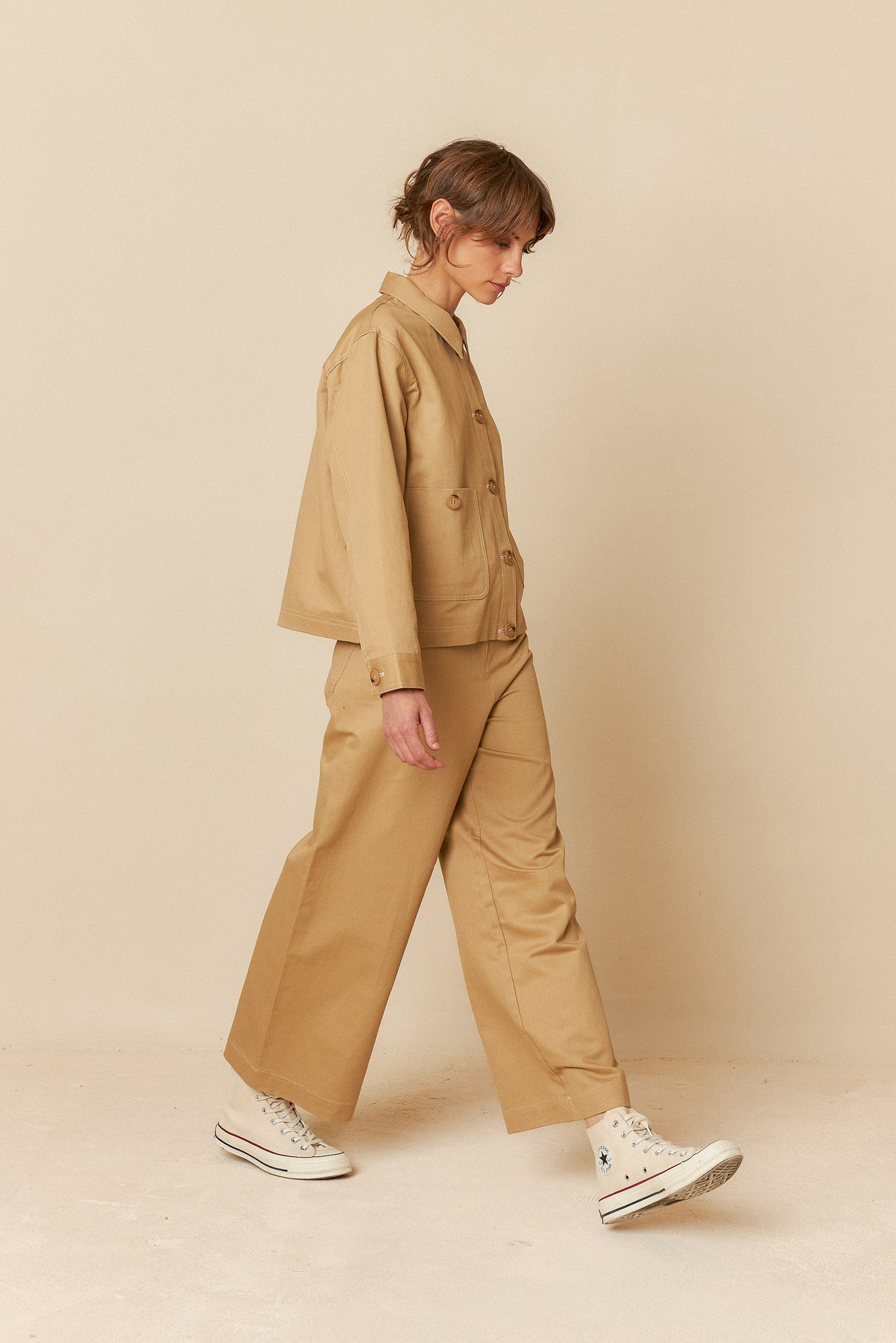 GABARDINE CROP TROUSERS