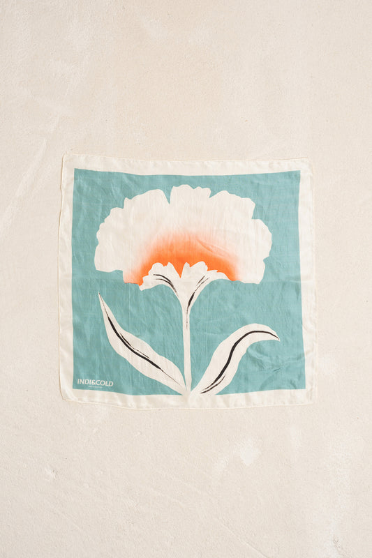 SILK SCARF WITH A FLOWER MOTIF