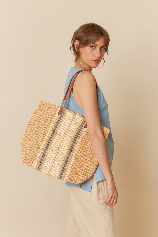 TRICOLOR RAFFIA BAG