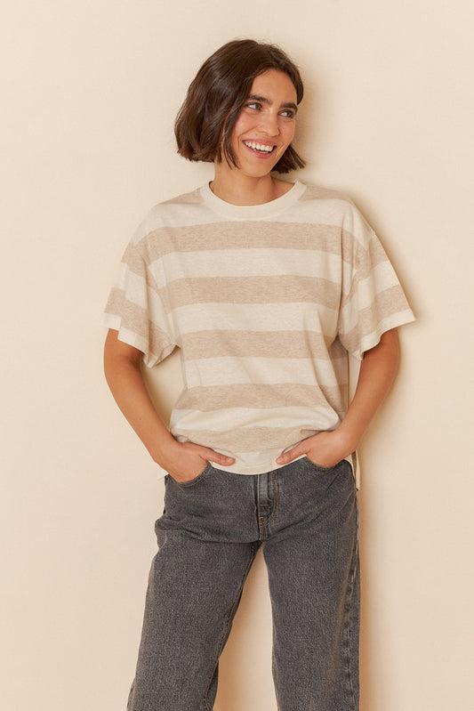 STRIPED CROP T- SHIRT