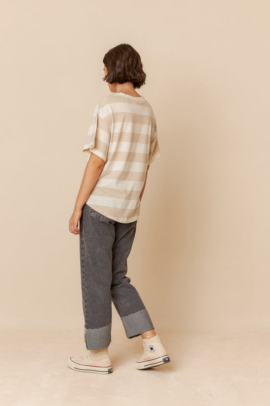 STRIPED CROP T- SHIRT