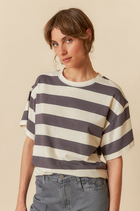 STRIPED CROP T- SHIRT
