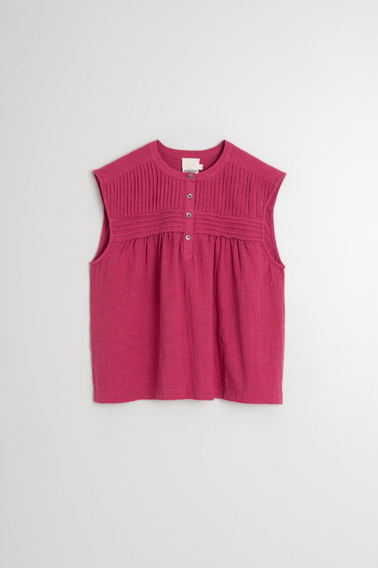 GAUZE PLEATED BLOUSE