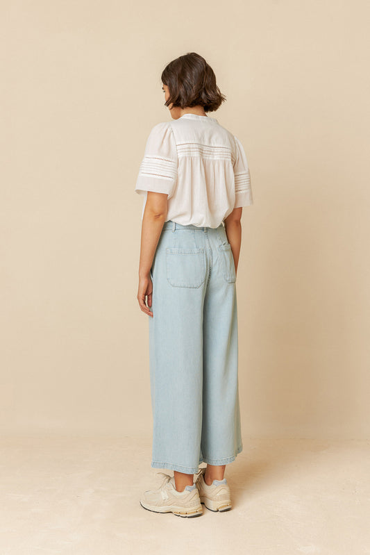 DENIM-EFFECT PANTS