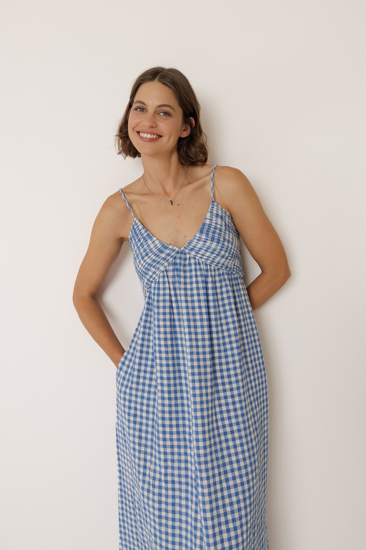 STRAPPY GINGHAM DRESS