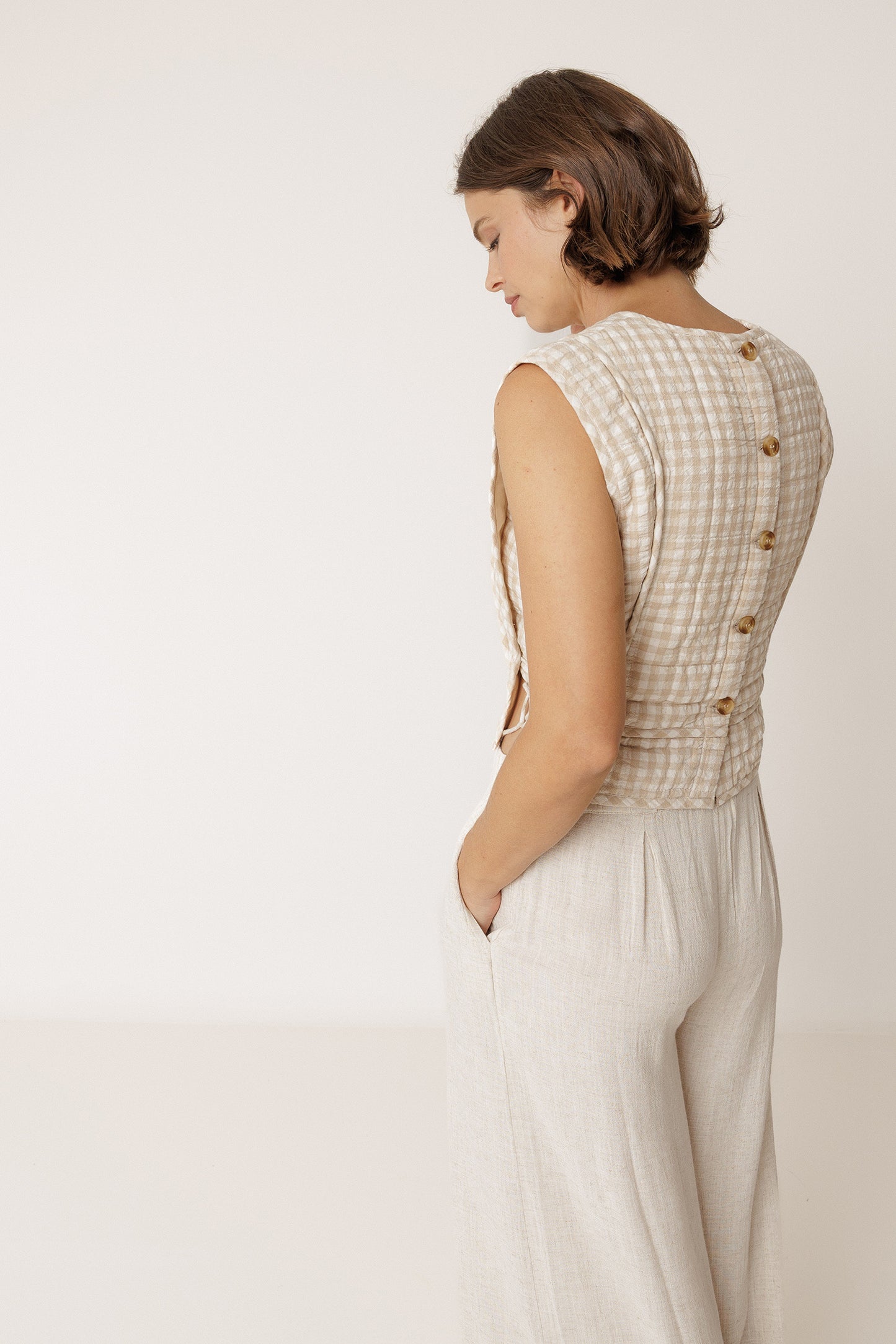 QUILTED CHECKERED TOP