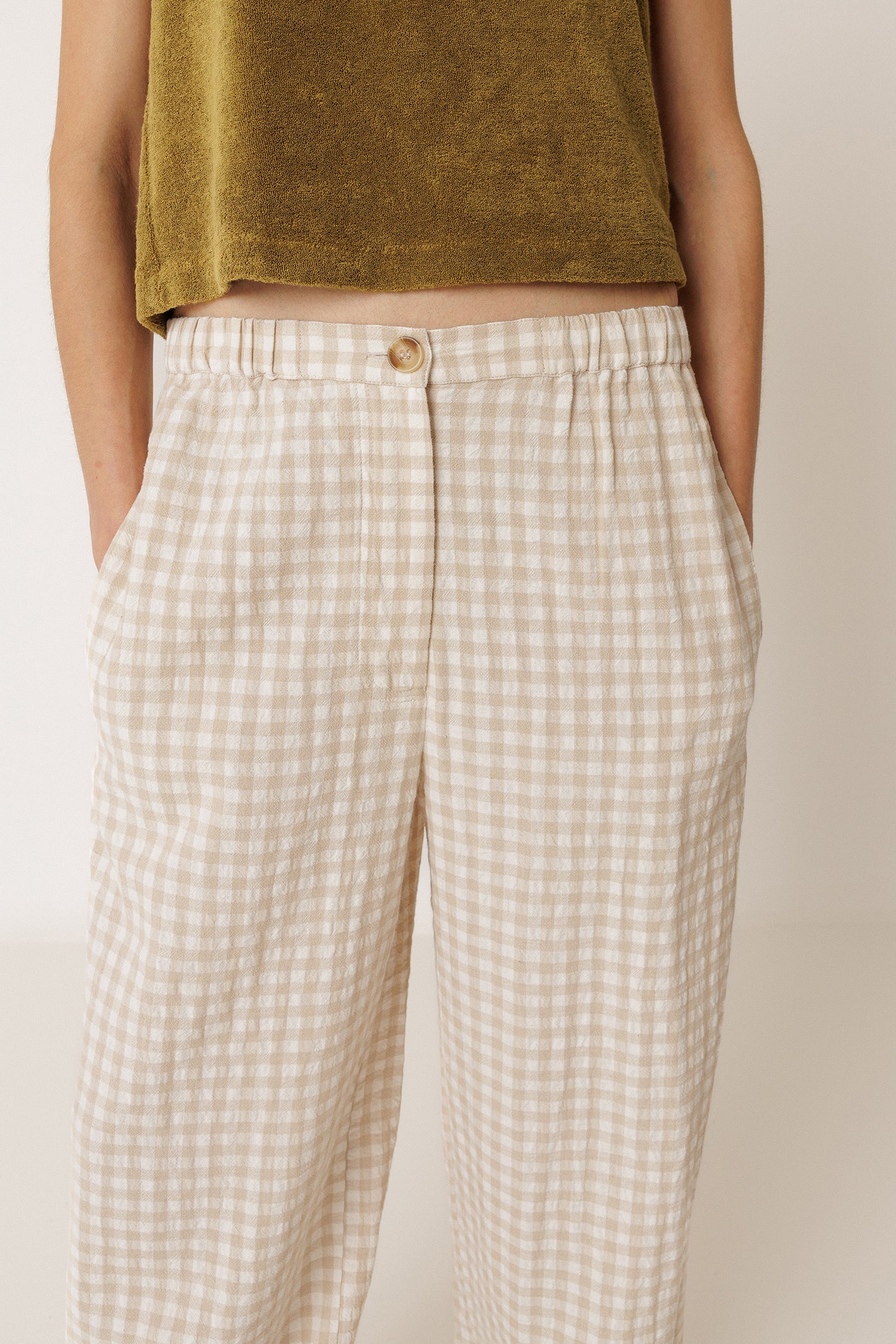 ELASTIC GINGHAM PANT