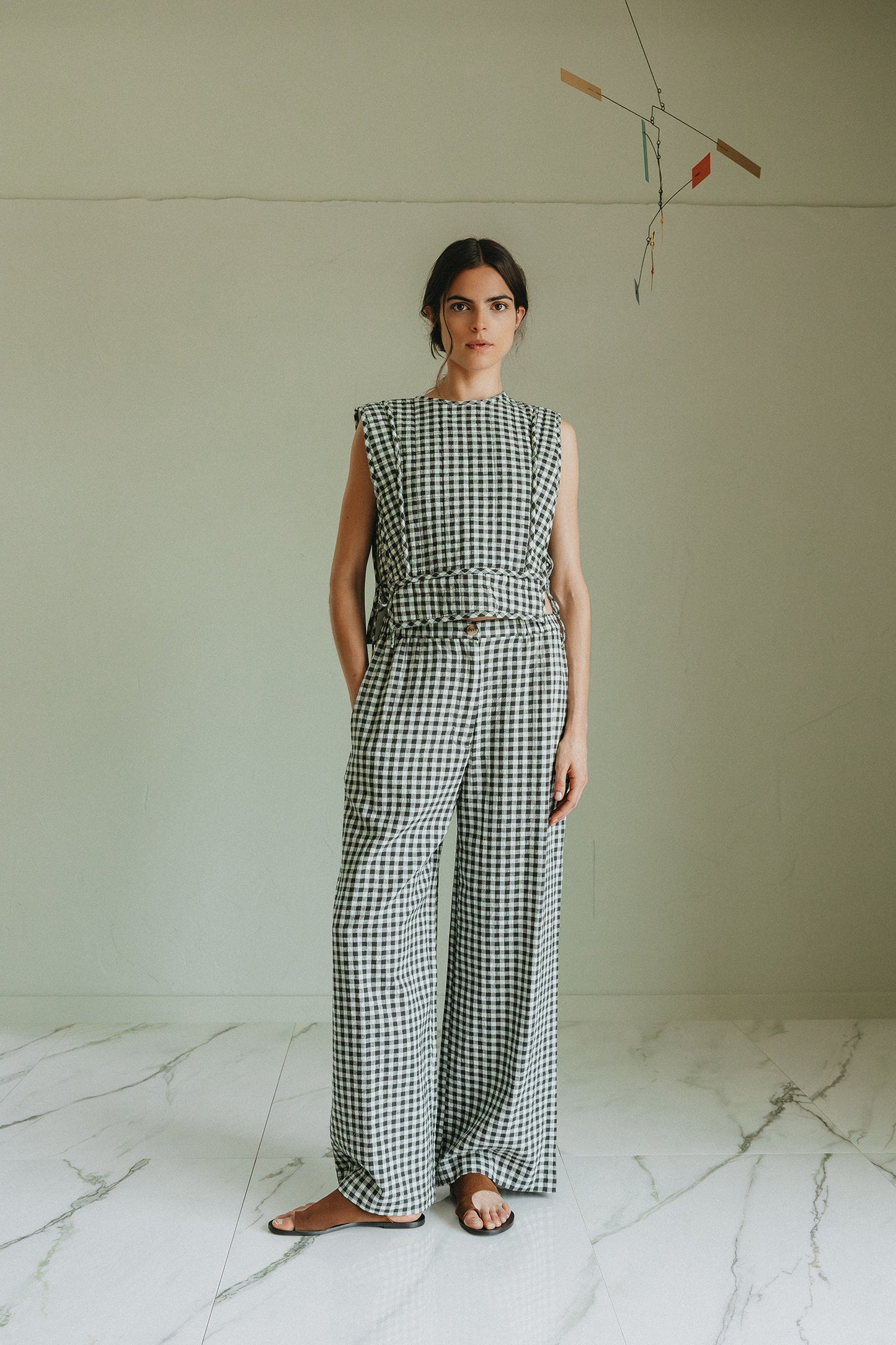 ELASTIC GINGHAM PANT