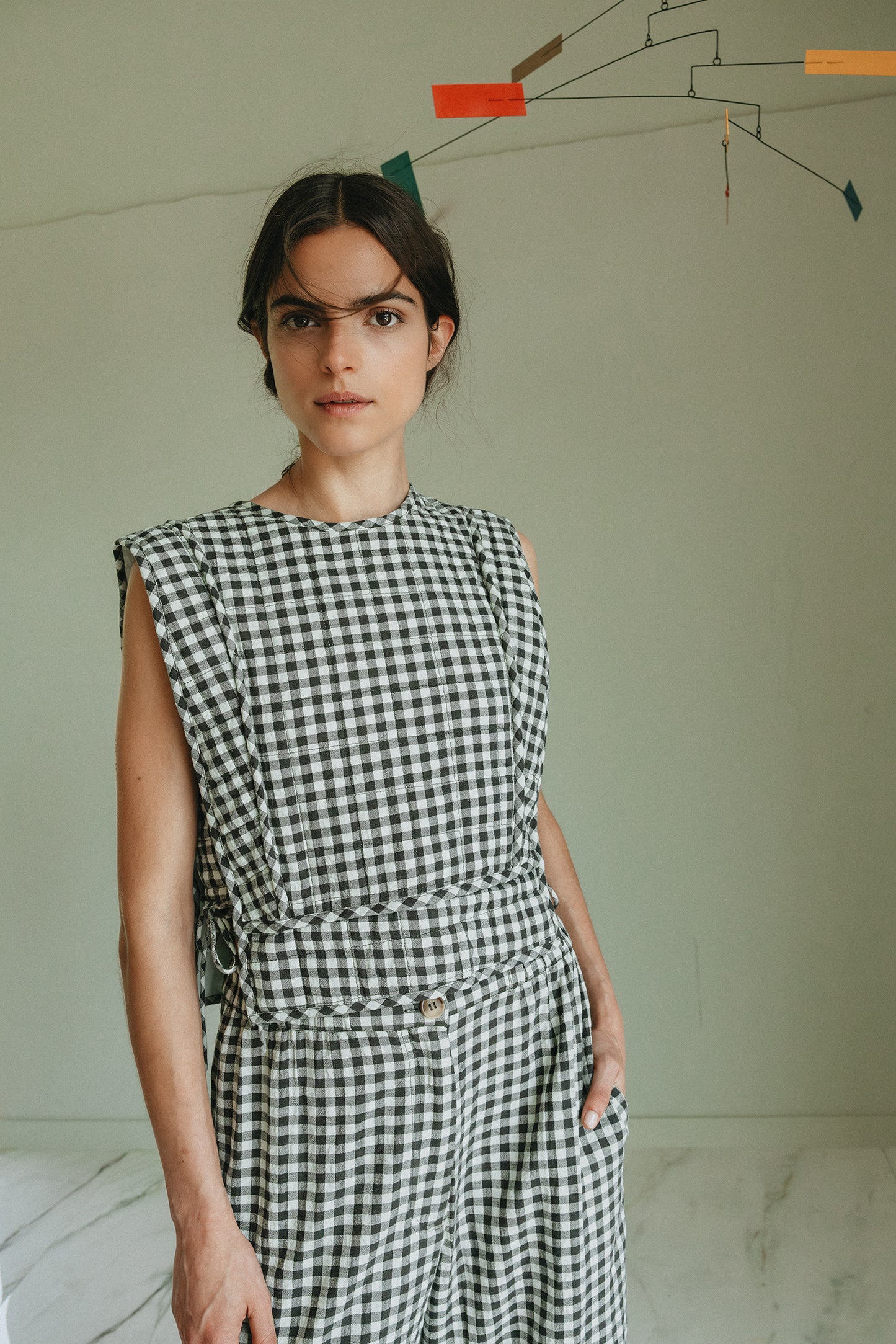 ELASTIC GINGHAM PANT