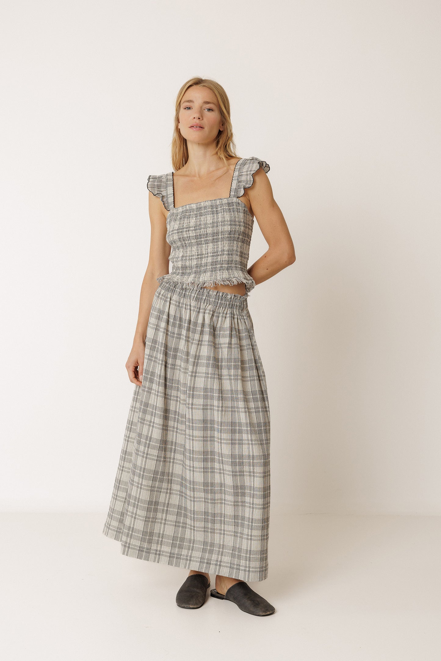 COTTON PLAID SKIRT