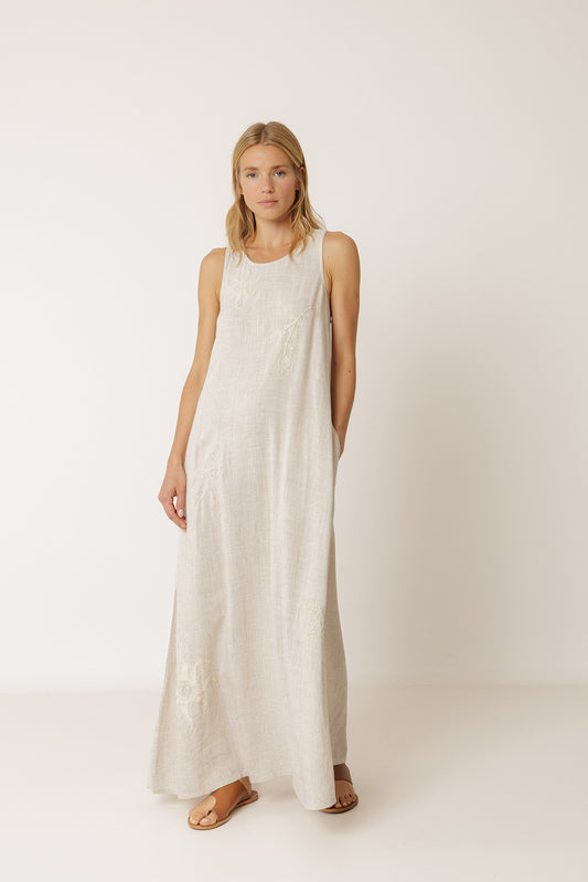 NATURAL EMBROIDERED DRESS 1