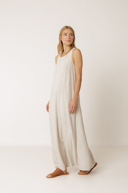NATURAL EMBROIDERED DRESS 2