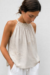EMBROIDERED HALTER TOP