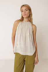 EMBROIDERED HALTER TOP