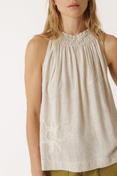 EMBROIDERED HALTER TOP