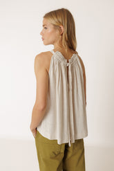 EMBROIDERED HALTER TOP