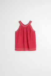 CONTRAST-EMBROIDERY TOP