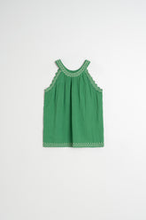 CONTRAST-EMBROIDERY TOP