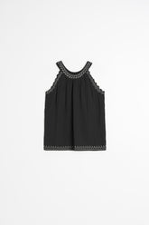 CONTRAST-EMBROIDERY TOP