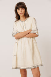 CONTRAST EMBROIDERED DRESS