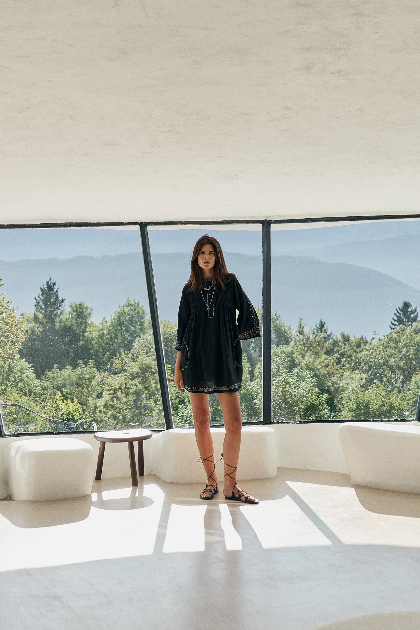 CONTRAST EMBROIDERED DRESS