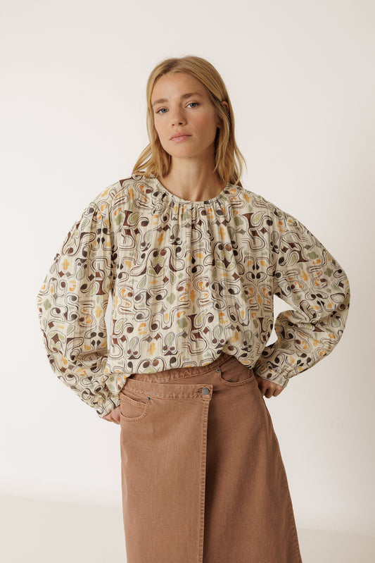 DOUBLE-GAUZE PRINTED BLOUSE 1