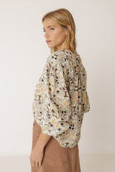 DOUBLE-GAUZE PRINTED BLOUSE
