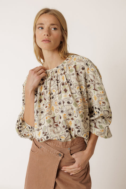DOUBLE-GAUZE PRINTED BLOUSE 4