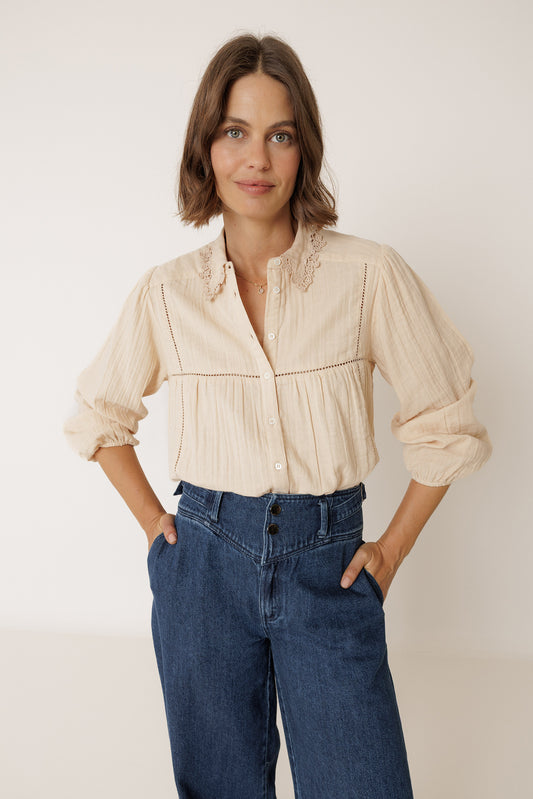 CROCHET-NECK SHIRT 1