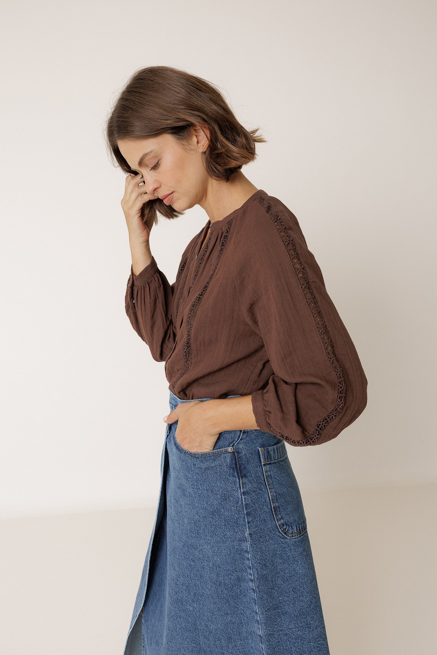 DOUBLE-GAUZE LACE SHIRT