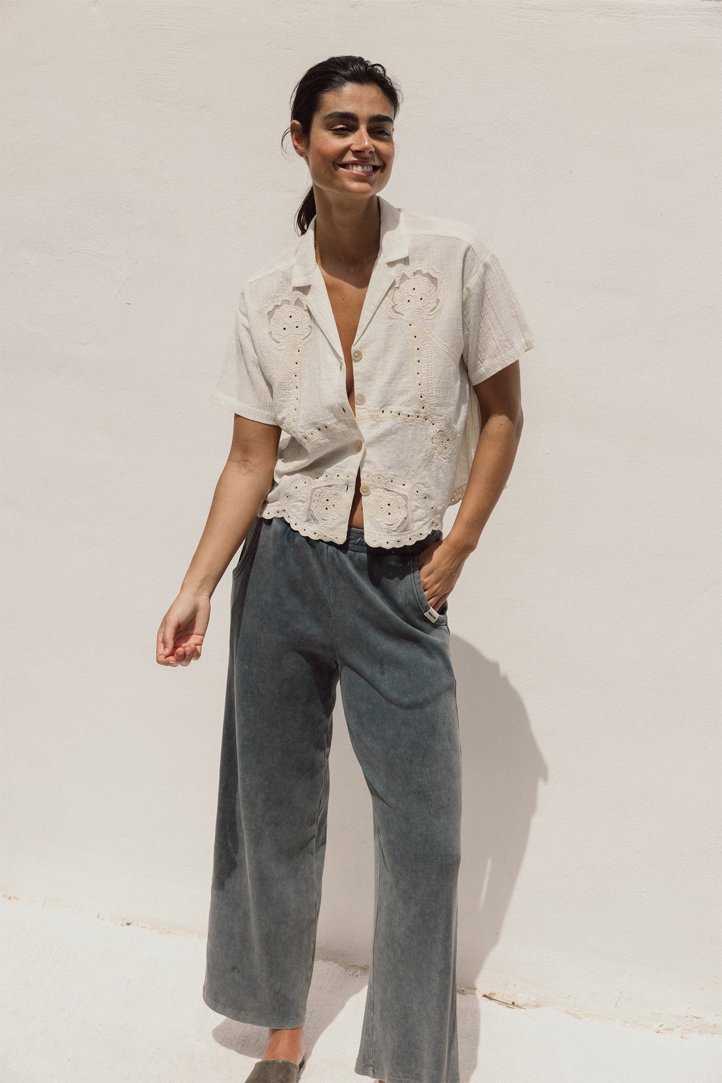 EYELET EMBROIDERED SHIRT