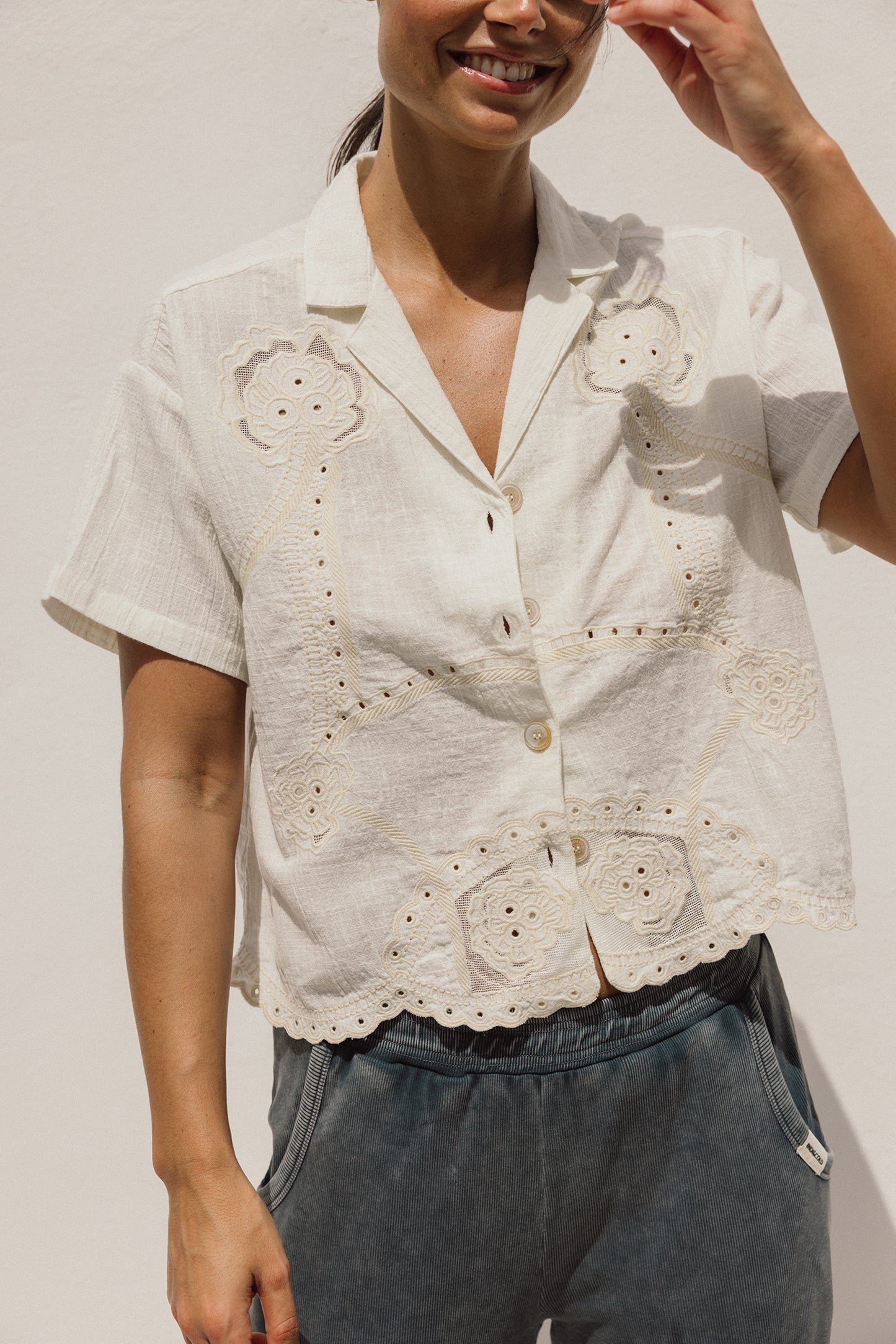 EYELET EMBROIDERED SHIRT