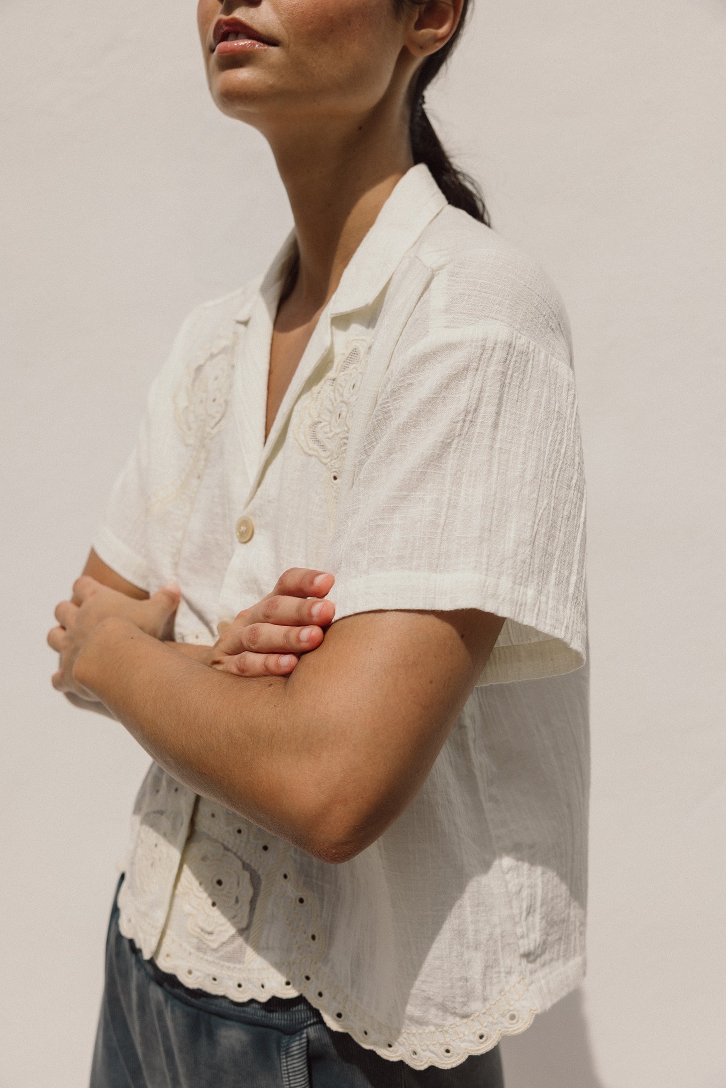 EYELET EMBROIDERED SHIRT