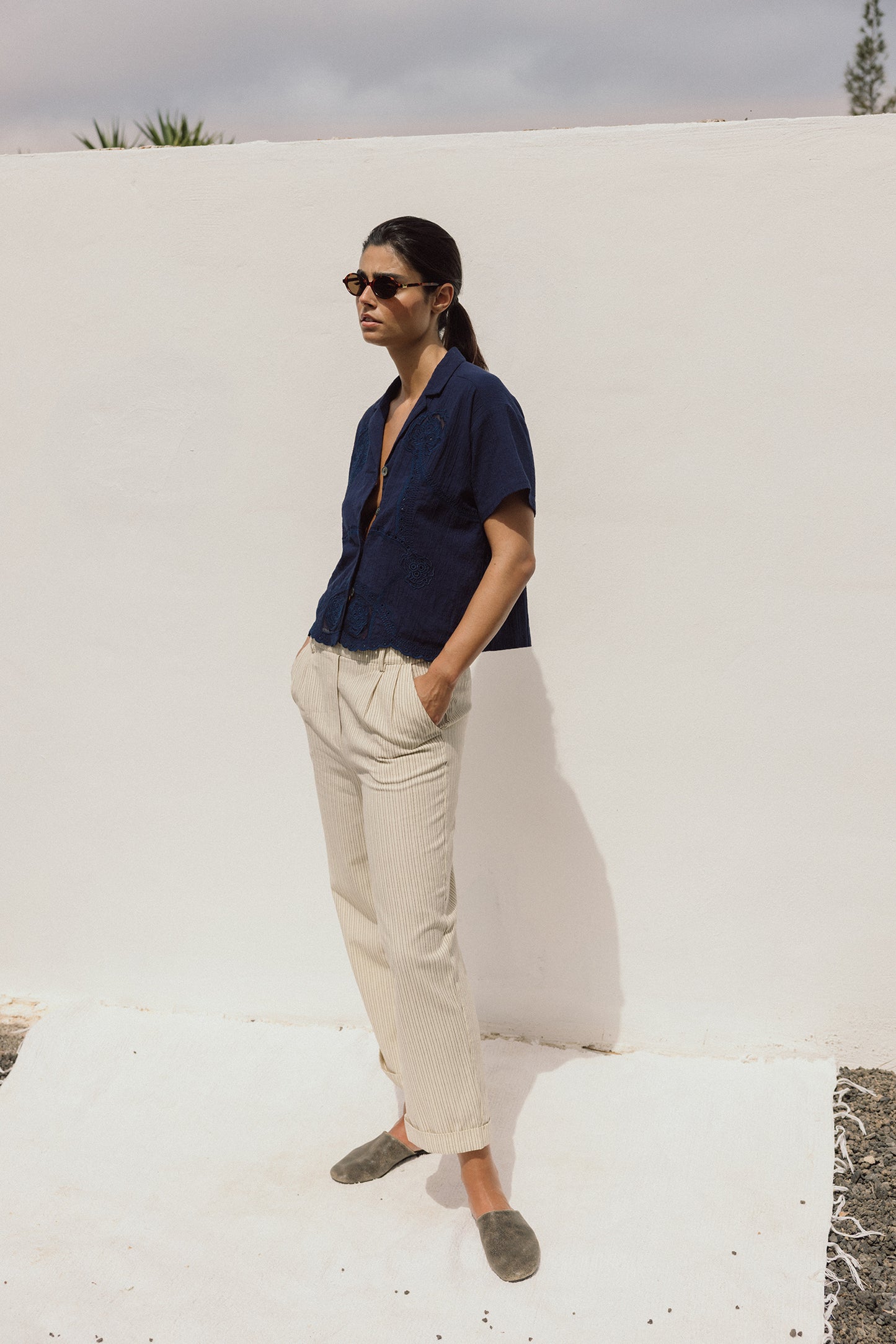 EYELET EMBROIDERED SHIRT