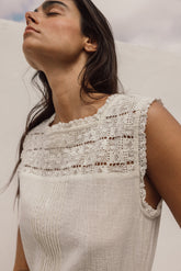 LACE-TRIMMED CROCHET SHIRT