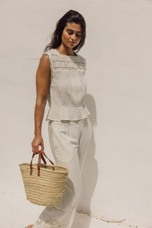 LACE-TRIMMED CROCHET SHIRT 2